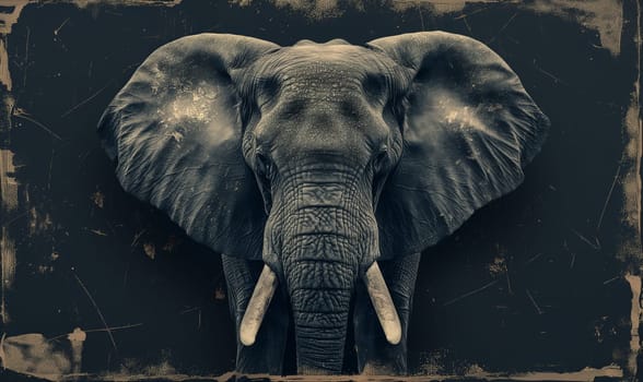 Image of an elephant on a vintage background. Selective soft focus