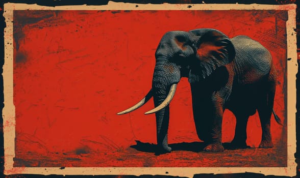 Image of an elephant on a vintage background. Selective soft focus