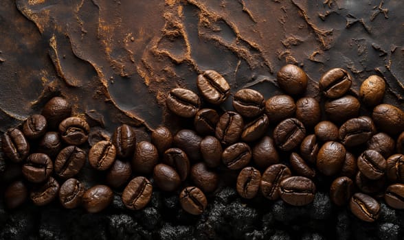 Coffee beans on an abstract background with space for text. Selective soft focus.