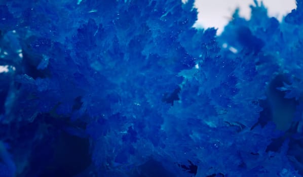 Closeup of ice on glass in winter with pattern in form of leaves. Frozen ice macro