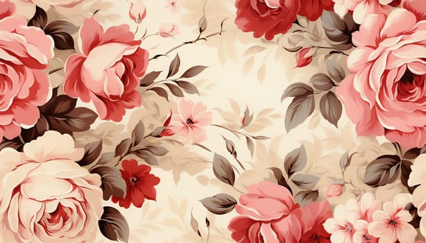 Seamless pattern tile background flowers and floral leaves plants. High quality photo