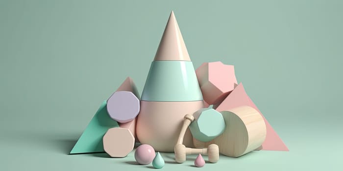 3D Illustration Sample Toys For Small Kids On A Pastel Background