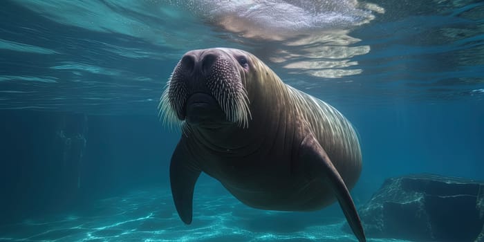 portrait of a big seal in the ocean underwater, generative AI