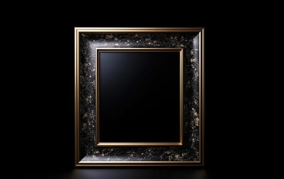 Photo frame with stone texture isolated on a black background, blank for your design , generative AI