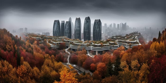 Amazing Fantastic Landscape And City With High Skyscrapers At Far , Concept Of Future Cities