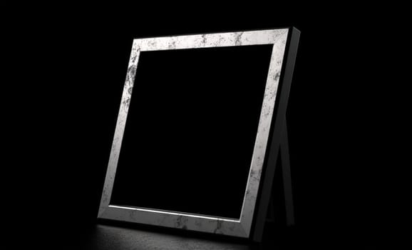 Photo frame with stone texture isolated on a black background, blank for your design , generative AI