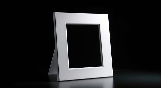 White modern photo frame on a black background, template for your design or picture , generative AI