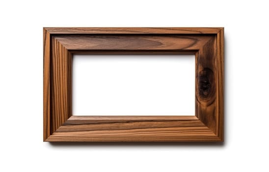 Wooden photo frame isolated on a white background, blank for your design or picture , generative AI