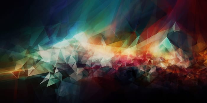 Colourful abstract polygonal digital background pattern on a black background