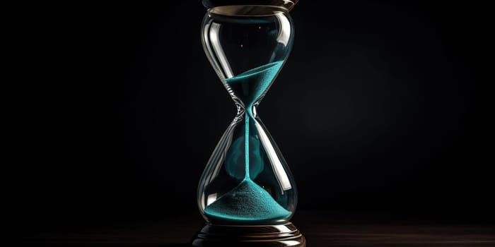 Hourglass With Falling Sand On A Black Background