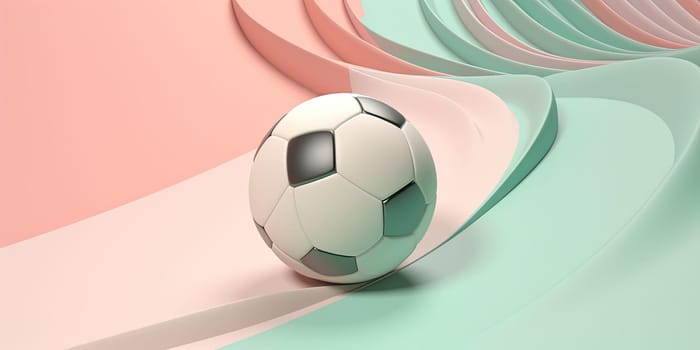 Illustration Of Soccer Ball On A Green Football Background, Close Up View