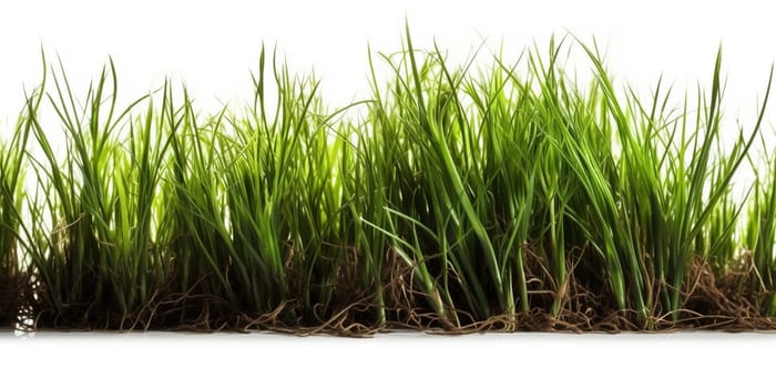 Fresh growing green grass on a white background