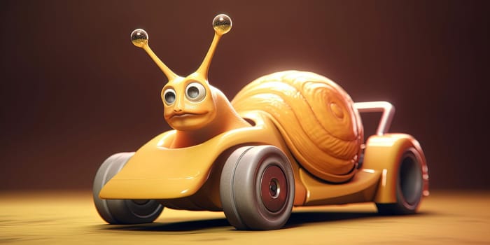 Illustration Of Cartoon Character Snail Car Ready For Race