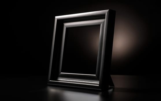 Photo frame with on a black background, blank for your design or photography , generative AI