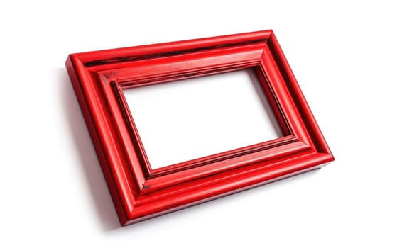 Red modern photo frame on a white background, template for your design or picture , generative AI