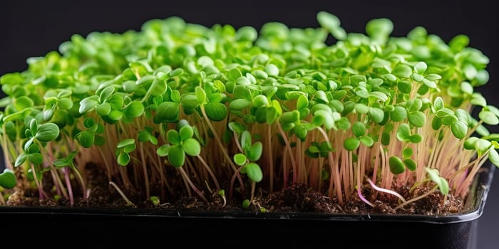 Growing micro green sprouts in container, health organic food