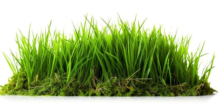 Fresh growing green grass on a white background