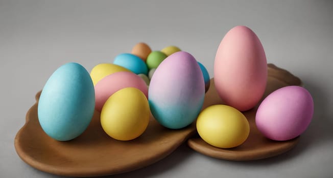 An intricate Easter card design featuring a variety of beautifully decorated eggs. Easter desing