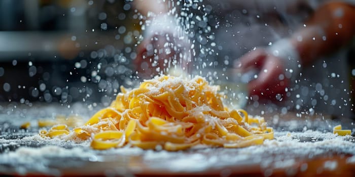 Classic Pasta on kitchen background. Diet and food concept