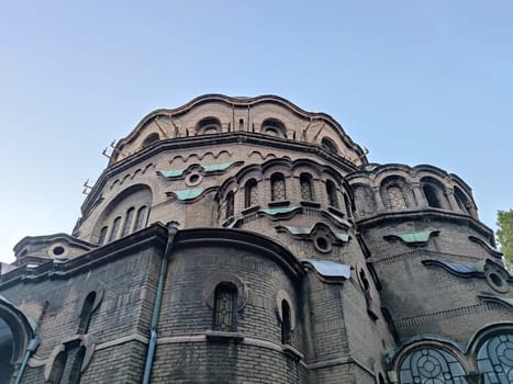 upper part of the Alexander Nevsky Cathedral in Sofia Bulgaria.