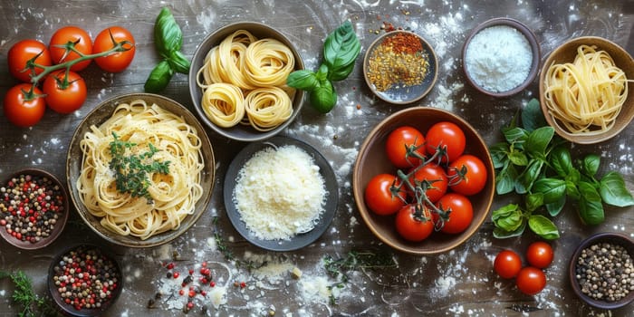 Classic Pasta on kitchen background. Diet and food concept