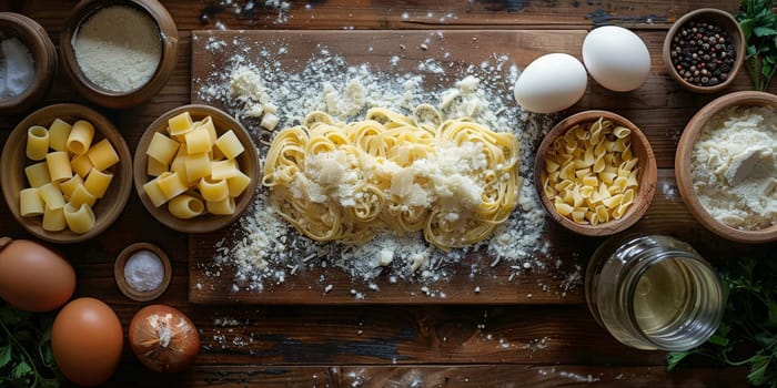 Classic Pasta on kitchen background. Diet and food concept