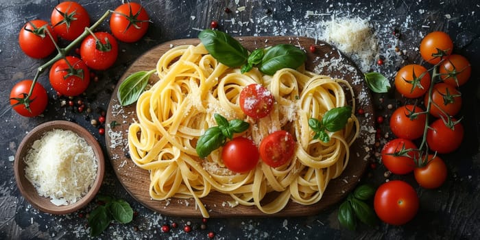 Classic Pasta on kitchen background. Diet and food concept