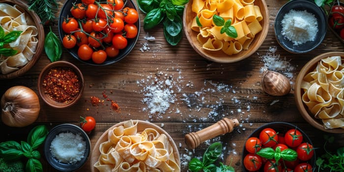 Classic Pasta on kitchen background. Diet and food concept