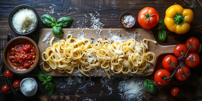 Classic Pasta on kitchen background. Diet and food concept