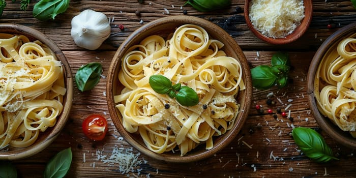 Classic Pasta on kitchen background. Diet and food concept