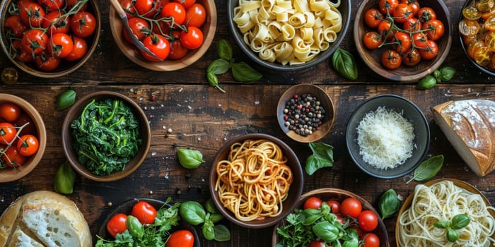 Classic Pasta on kitchen background. Diet and food concept