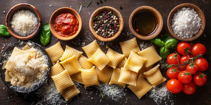 Classic Pasta on kitchen background. Diet and food concept