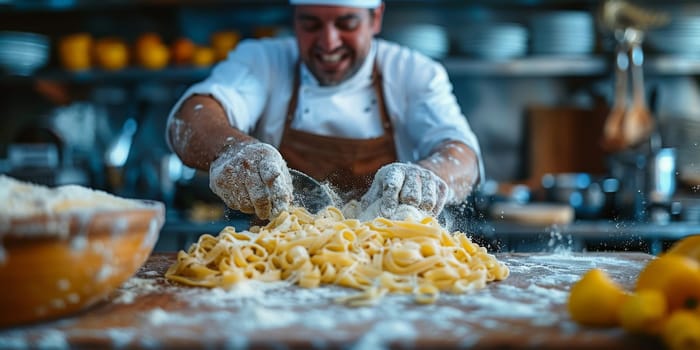 Classic Pasta on kitchen background. Diet and food concept