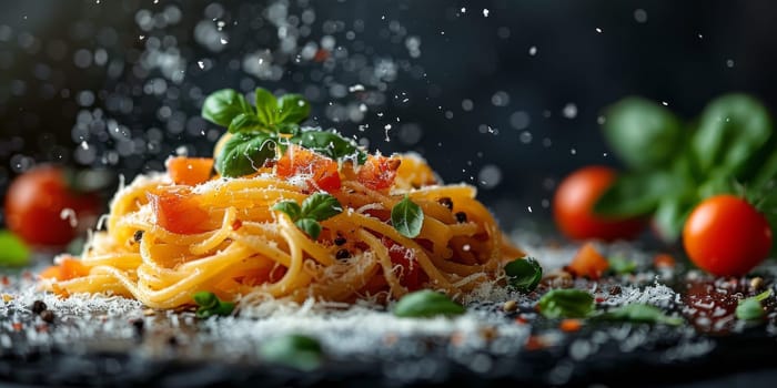 Classic Pasta on kitchen background. Diet and food concept