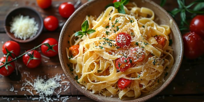 Classic Pasta on kitchen background. Diet and food concept