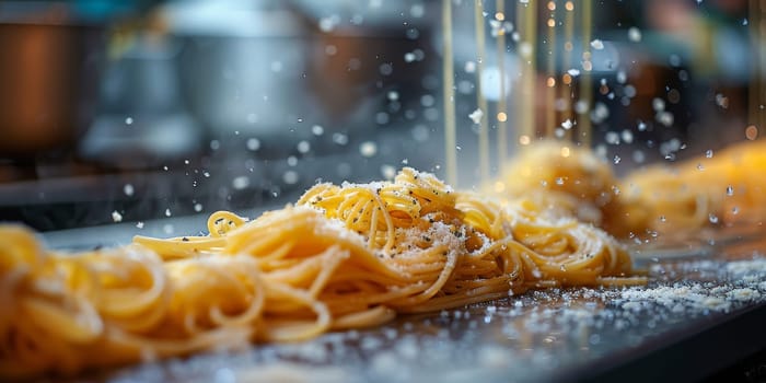 Classic Pasta on kitchen background. Diet and food concept