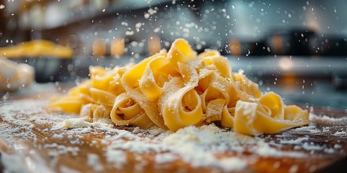 Classic Pasta on kitchen background. Diet and food concept