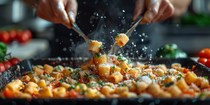 Classic Pasta on kitchen background. Diet and food concept