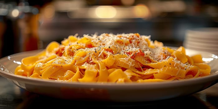 Classic Pasta on kitchen background. Diet and food concept