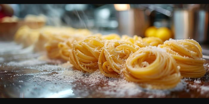 Classic Pasta on kitchen background. Diet and food concept