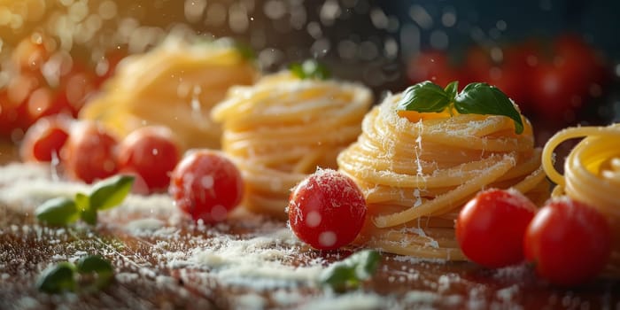 Classic Pasta on kitchen background. Diet and food concept