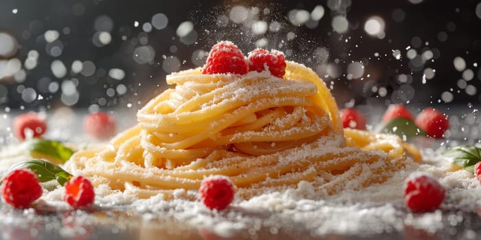 Classic Pasta on kitchen background. Diet and food concept