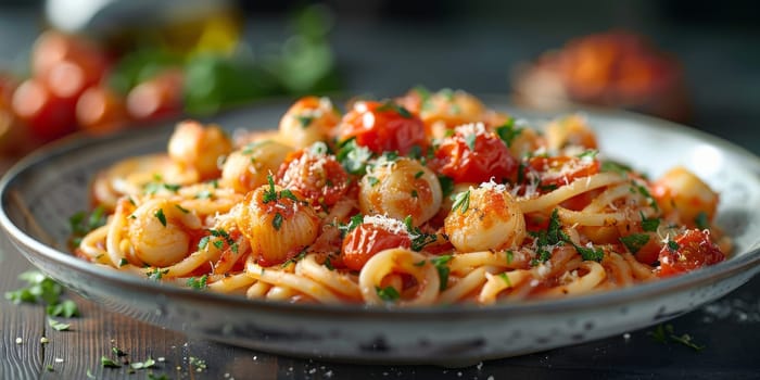 Classic Pasta on kitchen background. Diet and food concept