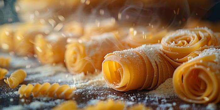 Classic Pasta on kitchen background. Diet and food concept