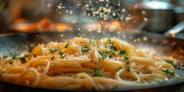 Classic Pasta on kitchen background. Diet and food concept