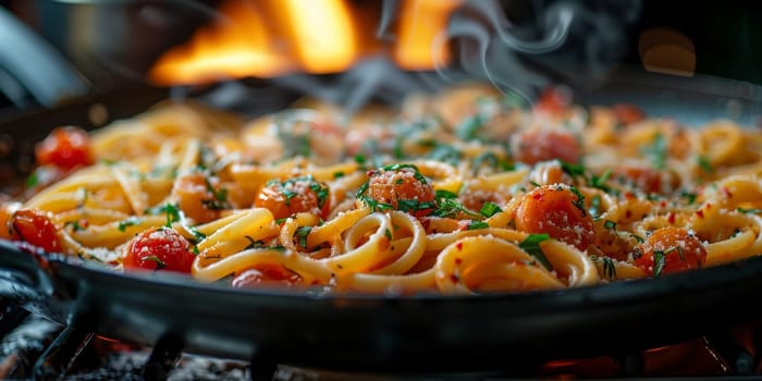 Classic Pasta on kitchen background. Diet and food concept