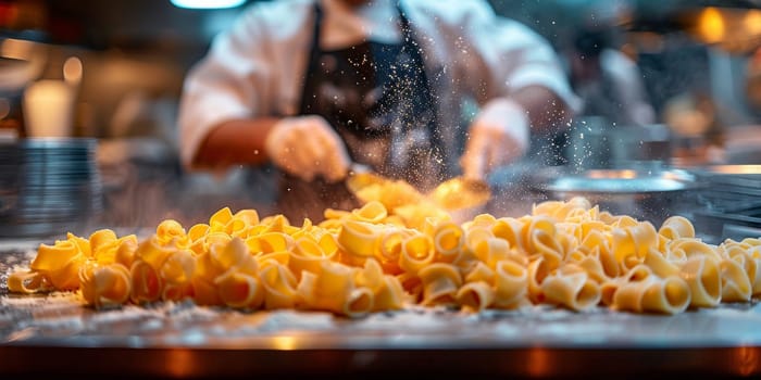 Classic Pasta on kitchen background. Diet and food concept