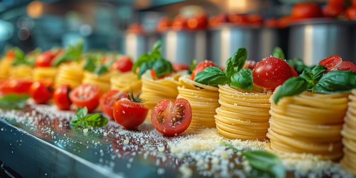 Classic Pasta on kitchen background. Diet and food concept