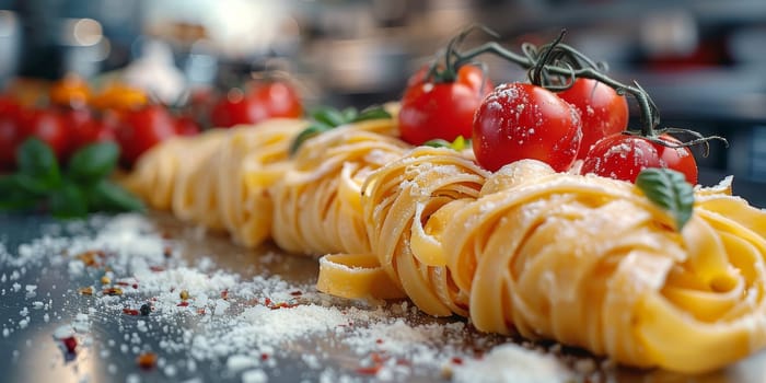 Classic Pasta on kitchen background. Diet and food concept