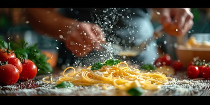 Classic Pasta on kitchen background. Diet and food concept